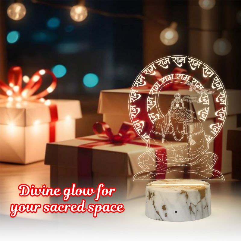 3D Illusion Lord Hanuman  Night Lamp with Warm White Led Light Devotional Table Lamp Home Office Pooja Room Decoration Light